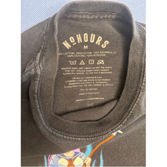 No Hours Anime Graphic T-shirt Men's Size M Black - Picture 7 of 9